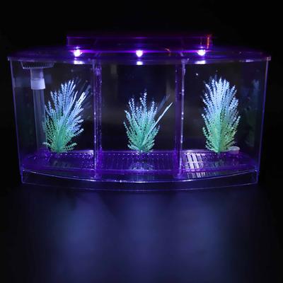 Aquarium Fischbecken LED Acryl Drei Abteilungen Zucht Isolationsbox Für Kleine Fische