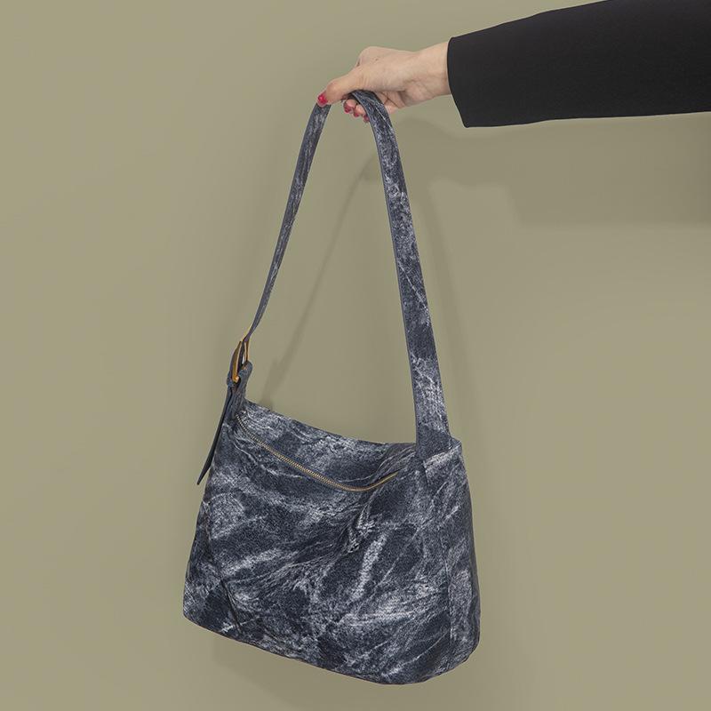 

Сумка через плечо из гладкого денима большой емкости, модная сумка-тоут с принтом тай-дай для женщин