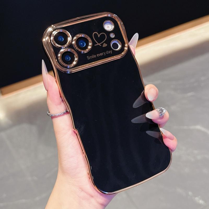 Electroplating Love Design Phone Case for iPhone 17 pro Max 17 Air 16 15 14 plus 13 12 11 pro Max with Lens Shockproof Bumper