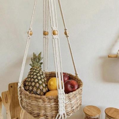 With Handmade Tassels Macrame Plant Hanger Net Wall Hanging Cotton Rope Hanging Planter Basket Knotted Lifting Rope