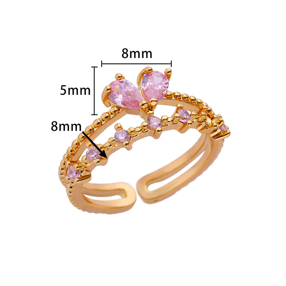 Vintage Zircon Heart Rings for Women Stainless Steel Gold Color Wedding Adjustable Rings Female Aesthetic Zircon Anillos Mujer