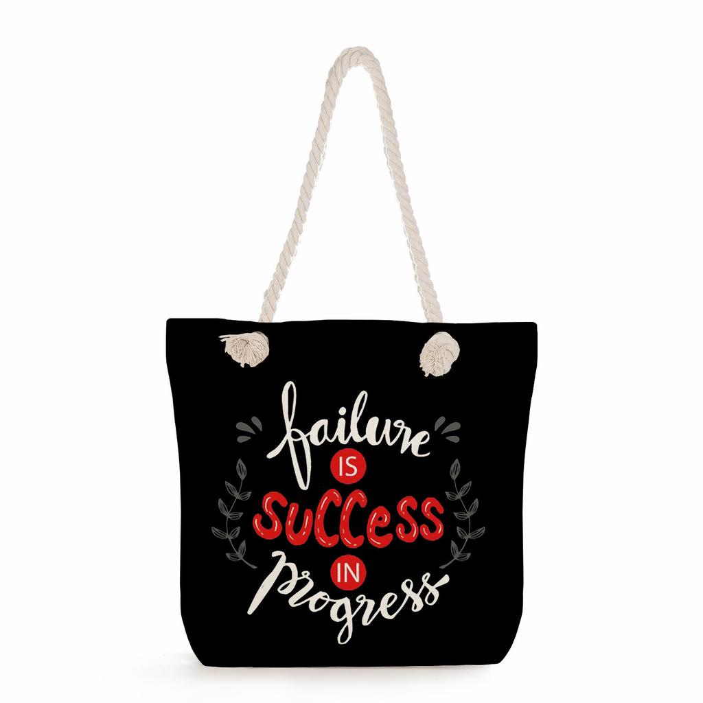 Multifunctional Trendy Letters Printed Thick Rope Shoulder Beach Bag Casual large capacity handbag 7593