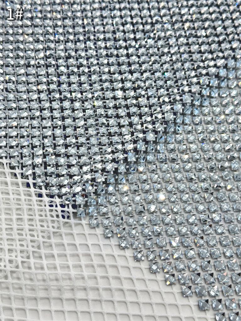 Heavy Process Crystal Decor Gold Stones for Party Dress Series, Embroidery Elastic net Lace, Super Top Quality Fabric For Party