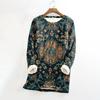 Women's Round Neck Top Printing Thickened Plush Cashmere Warm Long Top