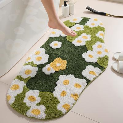 Tappeto in muschio per pavimento, motivo floreale, spesso, grande assorbimento d'acqua, antiscivolo, morbido, inodore, per bagno