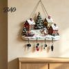 Christmas Gift for Home Winter Village Wooden Wall Hanging, Snow House Snowman Plaque, 4 Hook Lightweight Ornament Mount Key Holder, Holiday