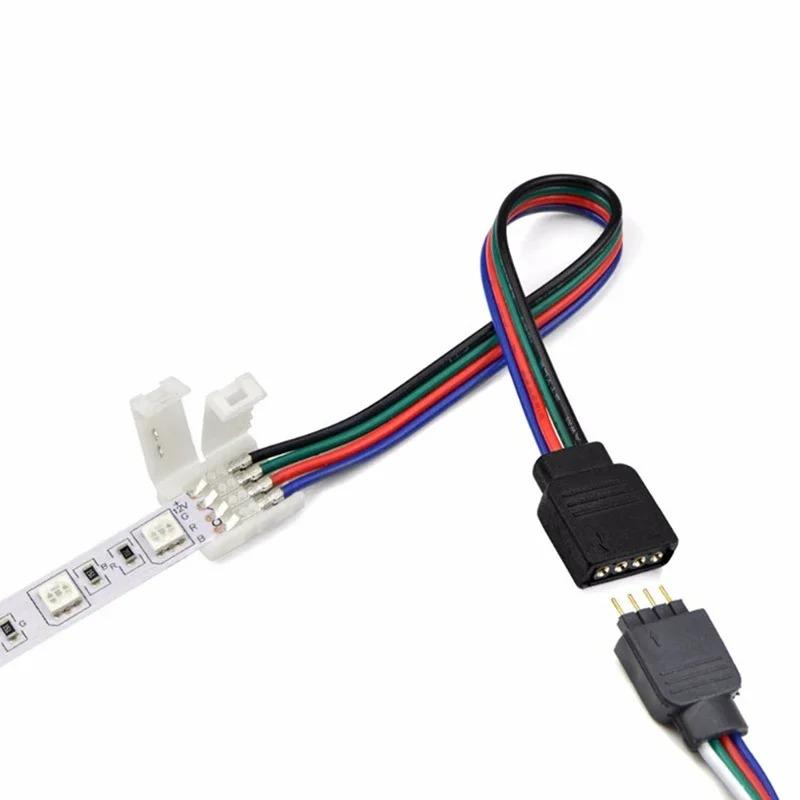 5PCS 4Pin LED Cable Male Female Connector RGB Adapter Wire No Solder Connectors For SMD 5050 2835 LED Strip Wire PCB Ribbon 10mm