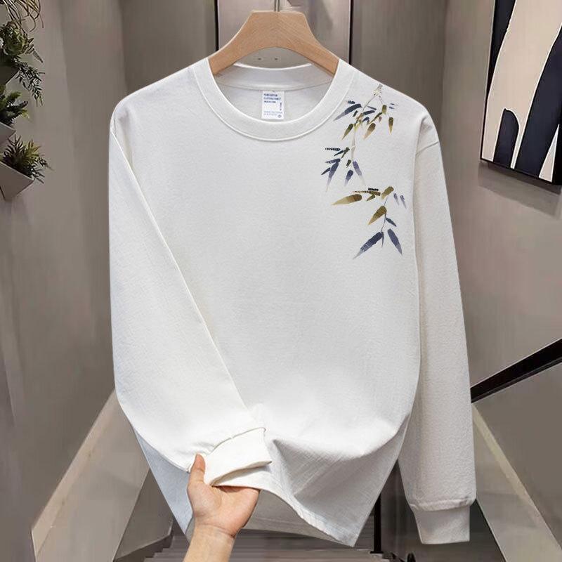 Trendy Brand Pure Cotton T-Shirt Men'S Bottoming Shirt Long-Sleeved Fashion Trend Top Autumn And Winter Men'S And Women'S Crew Neck Sweater