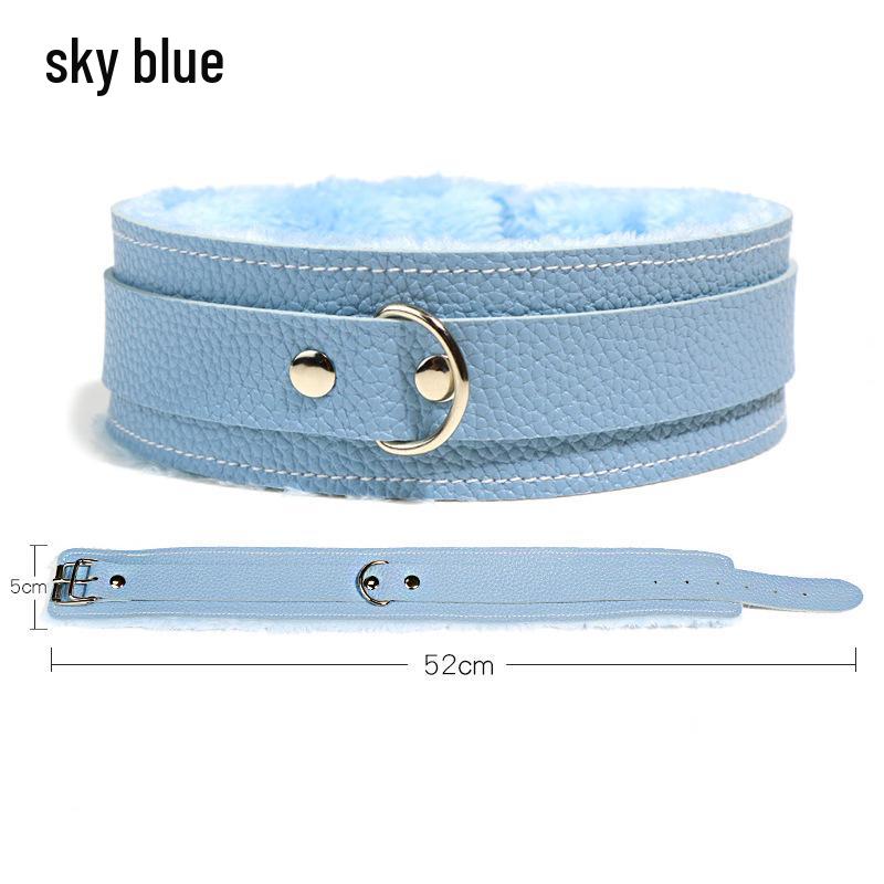 Jiuai SM Leather Collar & Metal Chain Leash - Fun Alternative Adult Sex Toys for Couples