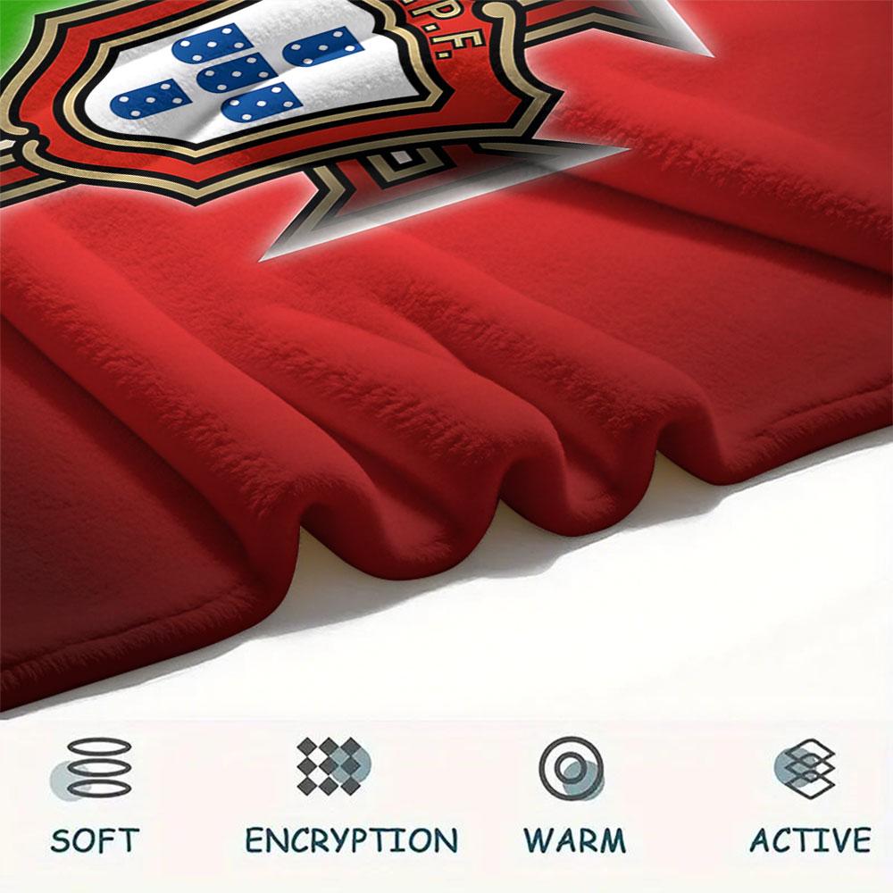 1PC Portugal National Football Team Patterned Flannel Blanket Suitable For All Seasons for Home Decor Warmth and Comfort Gifts Holiday Present