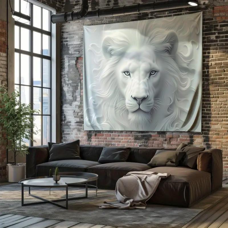 White Lion Art Tapestry  Modern Minimalist Decorative Wall Mural Tapestry