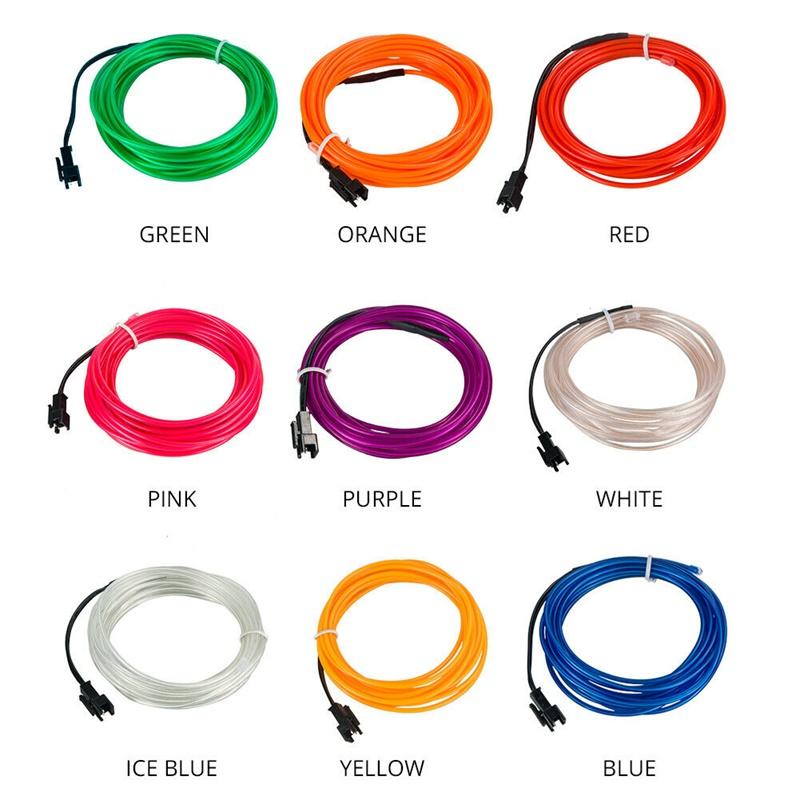 EL Wire LED Glow Light Colorful 1M 3.28ft Rope tape Cable Strip Neon Lights Shoes Clothing Car waterproof strip Lights