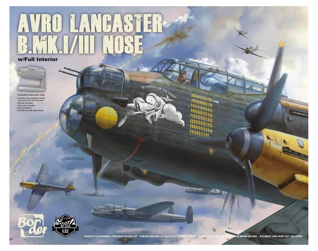 

Border Model scale Luftwaffe Avro Lancaster Nose Kit with Full Interior Plastic Model BF008 1/32 B.MK I/III (Molded Color)
