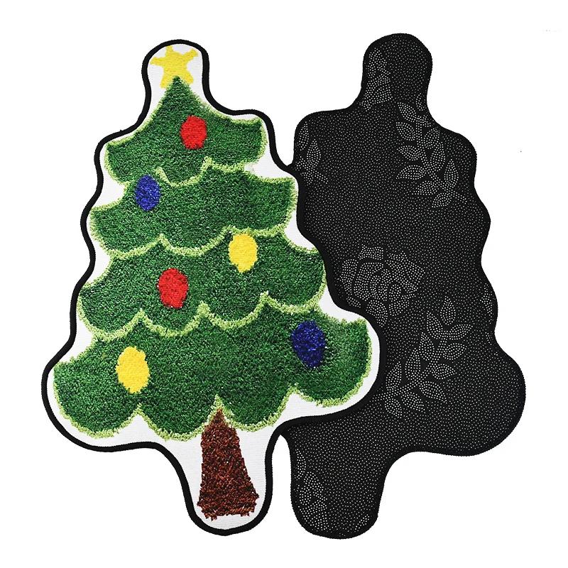 Christmas Tree Shape Floor Mat Anti Slip Entrance Door Bedroom Bath Toilet Mat Carpet  New Year Gift Navidad Home Decoration