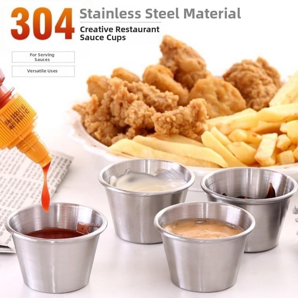 12PCS/SET 304 Stainless Steel Dipping Sauce Cup Small Size Salad Jam Cup Sushi Preparation
