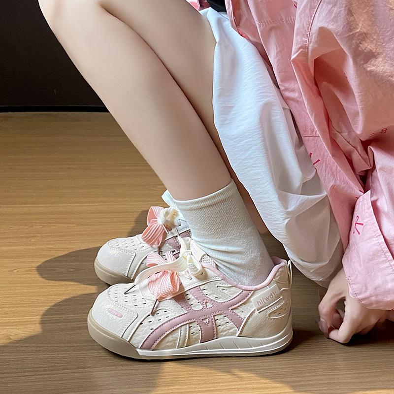 Summer little white shoes hollow breathable female students height increase mesh breathable board shoes platform casual shoes