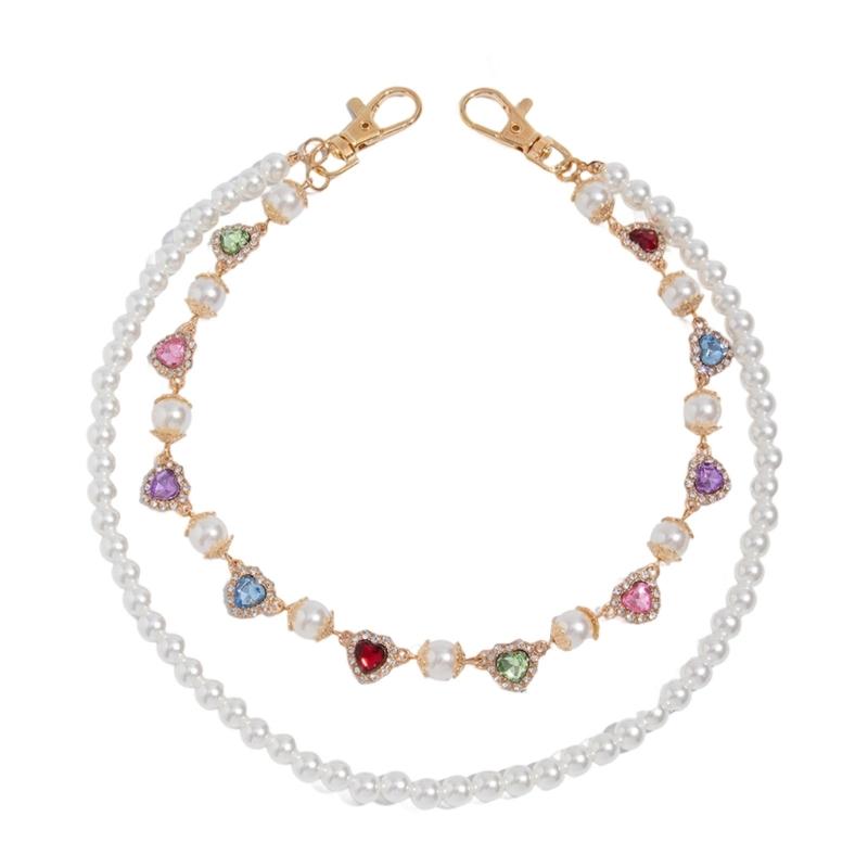 Layered Pants Chain Rhinestones Flower Faux Pearls Accent Punk Style Metal Jeans Chain For Men Women