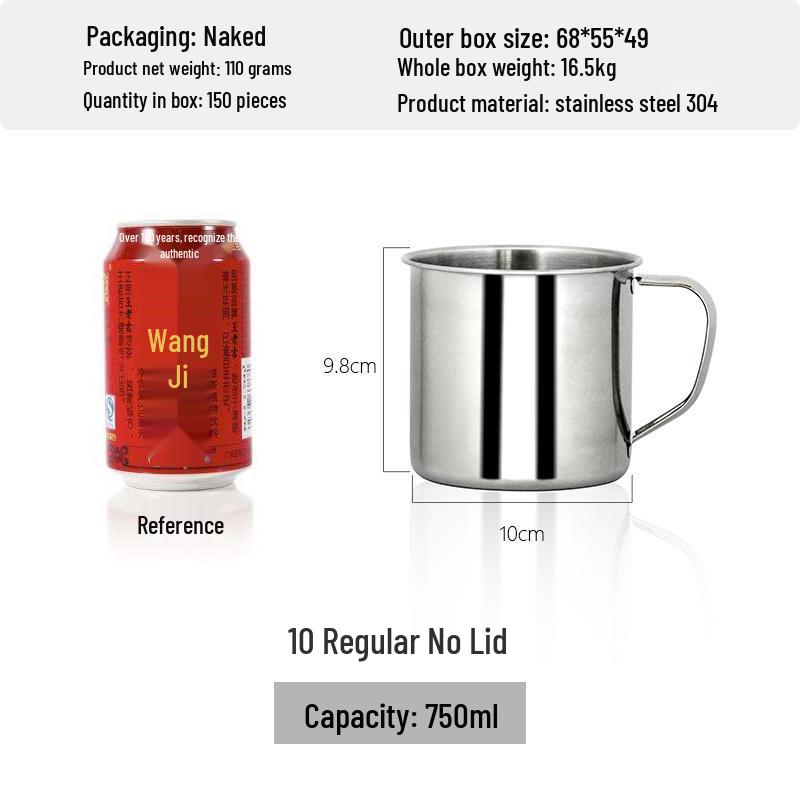 Thickened 304 Stainless Steel Drinking Cup with Lid for Kindergarten Students - Multiple Sizes Available