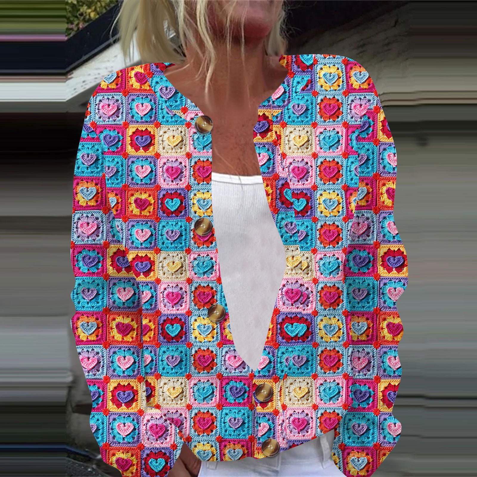 

Женская повседневная мода с принтом, длинный рукав, кардиган, куртка на пуговицах XXL синий