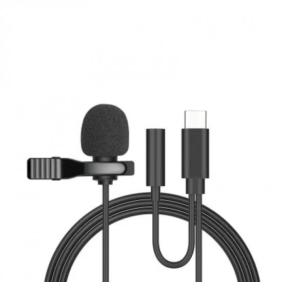 Portable 1.5m Mini Type C Microphone USB Condenser Clip-on Lapel Mic 3.5mm Wired Microfon for PC Laptops Professional Recording