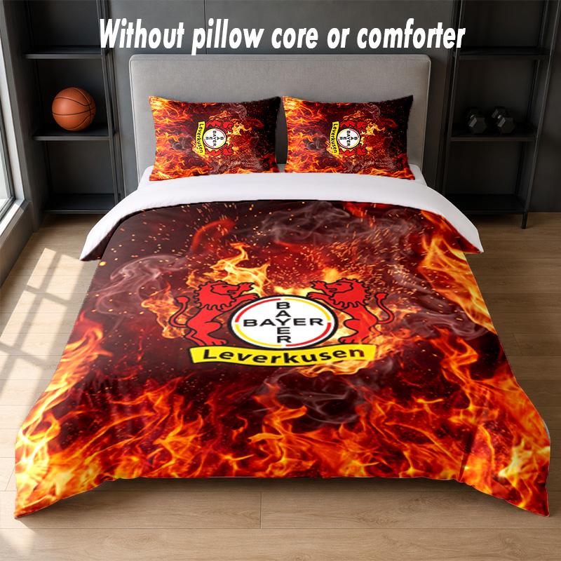 Set Biancheria da Letto Bayer Leverkusen Football Design 1 Copripiumino + 2 Federe Morbido Traspirante Biancheria da Letto per la Casa
