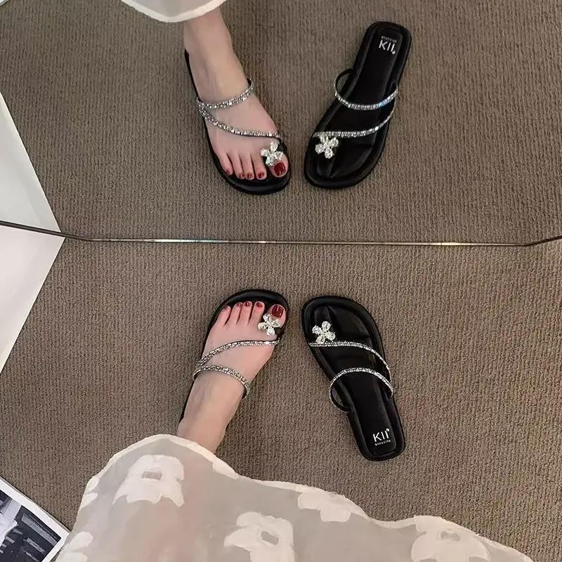 Fashion Woman Slippers Outside Rhinestone Shoes for Women Elegant and Fashionable Pvc Sandals Wholesale Casual Unique Original 39 Slides