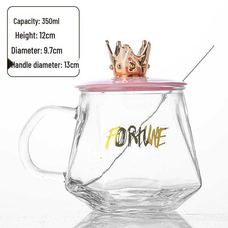 

Crown Glass Coffee Mug with Handle & Lid