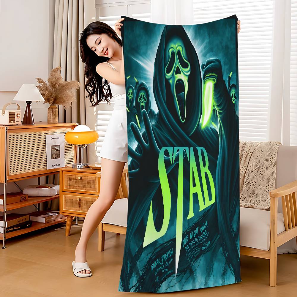 Scream Horror Movie Anime Beach Towel Colorful Bath Towels for Quick Dry Custom Sand Free Beach Yoga Spa Gym Pool