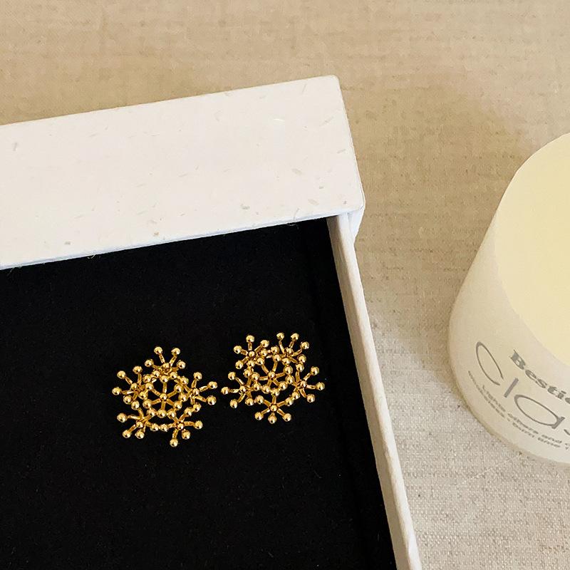 Silver needle round ball fireworks earrings temperament cold wind stud earrings niche fashion personality versatile earrings women