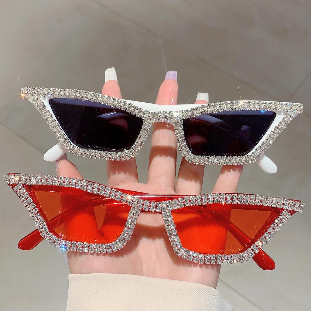 1/2 Pairs Cat Eye Sunglasses with Rhinestones Women Vintage Fashion Trendy Shades Brand Design Sun Glasses