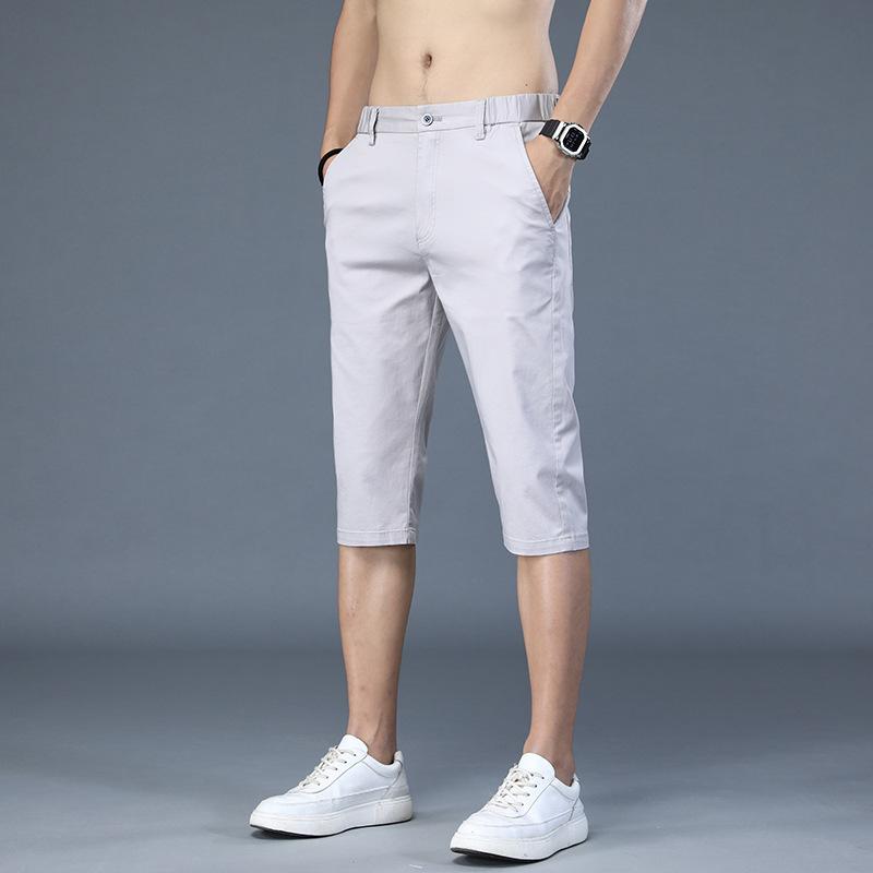 Summer Thin Cotton Casual Shorts Men Breathable Stretch Straight Business Seven Half Pants Brand Clothing Men's Shorts