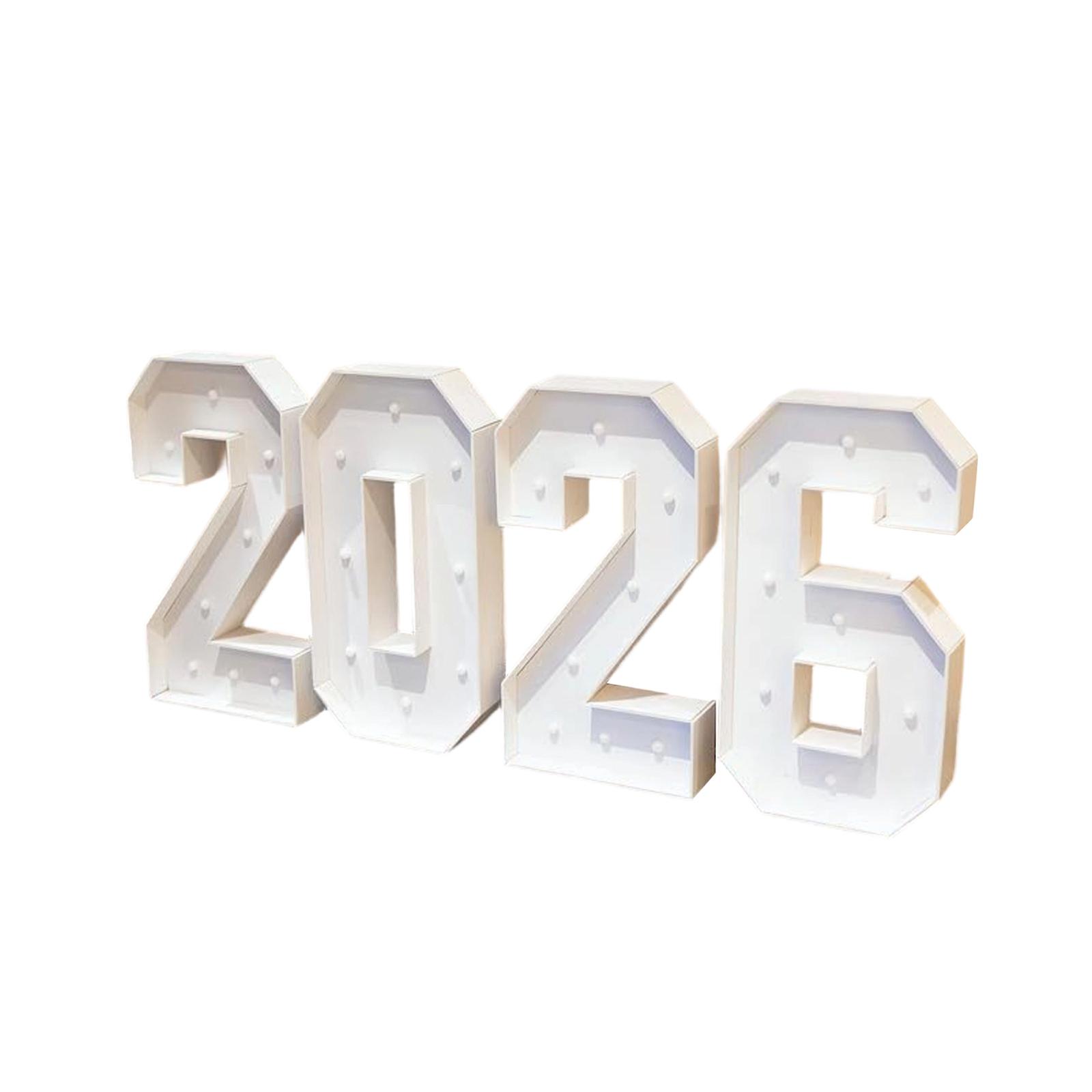 

1.5cm Foldable - Illuminated 2026 Digital Board, Party Decor Frame Illuminated Background One Size білий