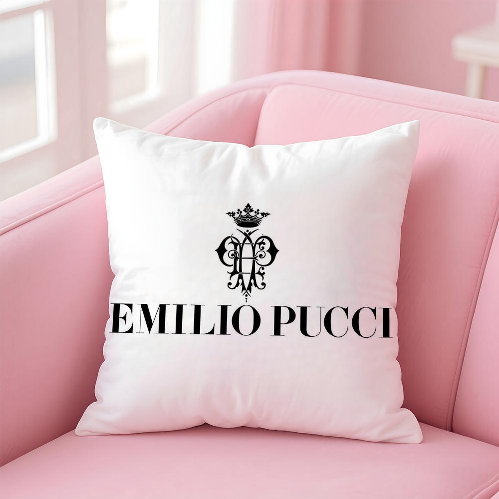 E-EE-Emilio logo P-Pucci Pillow Case Anti-dustmite Pillowcase Invisible zipper silky short plush Sofa cushion cover
