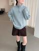 Autumn Winter Korean Style Loose Polo Collar Half-Zip Knit Pullover for Women