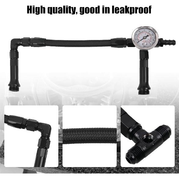 RULLINE AN6 Dual-Feed Double Pump Braided Fuel Line with 0-150psi Vacuum Pressure Gauge Compatible with Holley 4150 Carburetor