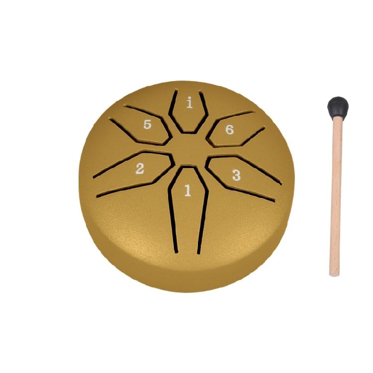 

Durable 3 Inch Steel Tongue Drum Featuring 6 Notes For Stress Reduction Yoga Enhancement And Simple Learning Suitable For Every Age Group золотой