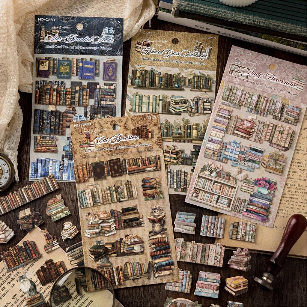 2sheets Book Gallery Series Retro 3D Relief Die Cutting Stickers Creative Decoration DIY Junk Journal Scrapbook Stickers