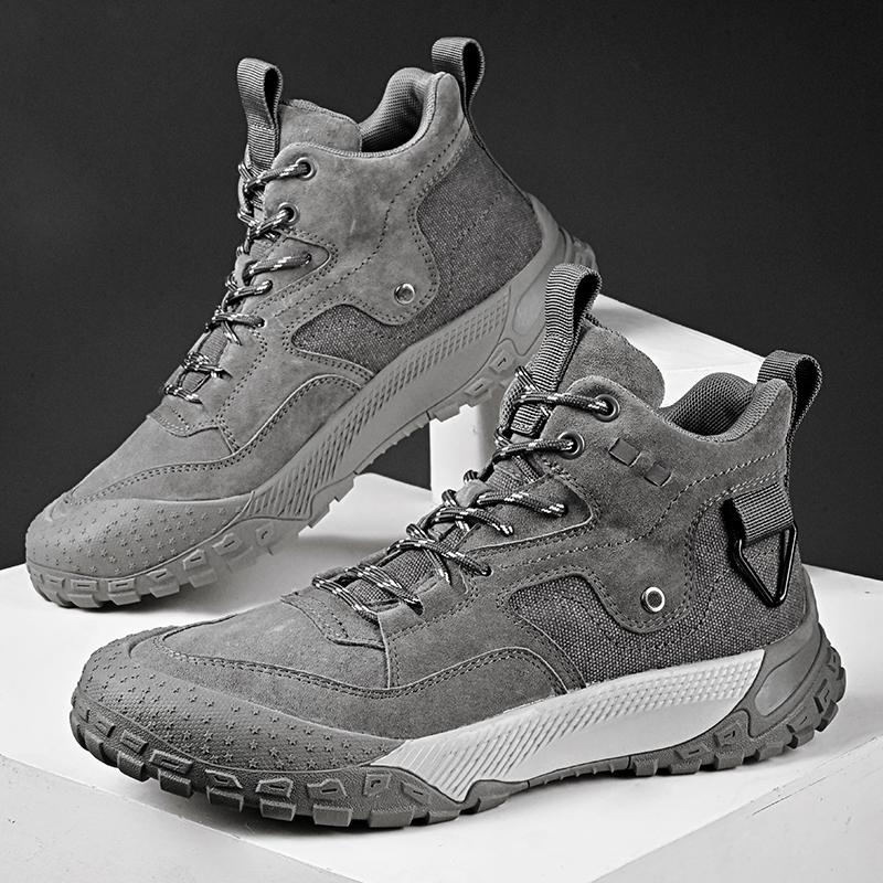 Fashion Men Genuine Leather Snow Boots Man Winter Anti Slip Plush Indoor Warm Cold Proof Boots High Top Lace-Up Outdoor Sport Work Boots
