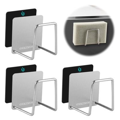 Sponge Holder Magnet Sponge Holder Set of 3 Sponge Rack Stainless Steel Rust Proof Sink Sponge Holder Floating Storage Drainer Kitchen Sponge Rack