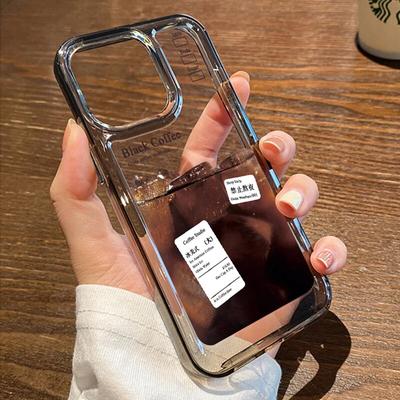 Schwarze Kaffee-Silikon-Telefonhülle für iPhone 14 Pro Hülle iPhone 15 11 13 12 Pro Max XS X XR 7 8 Plus SE Stoßfeste Softcover