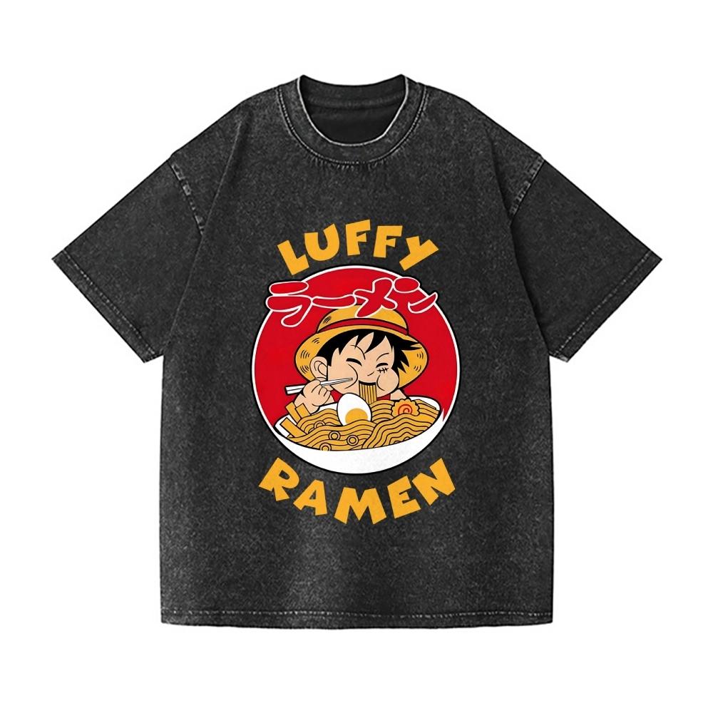 

One Piece Ramen Vintage Wash Japanese Design T-Shirt High-quality Streetwear Men s Clothing Wash T Shirt M