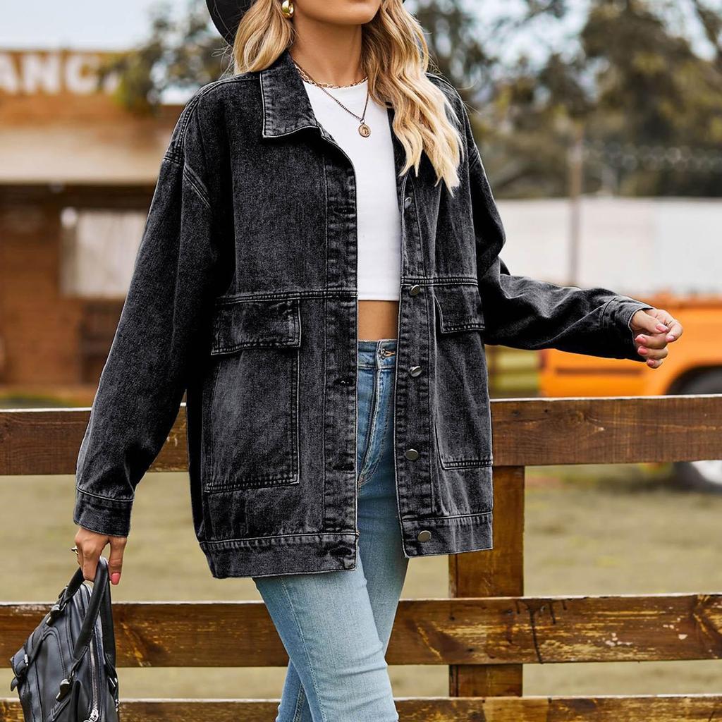 Women Short Coat Slim Retro Classic Loose Denim Casual Jacket