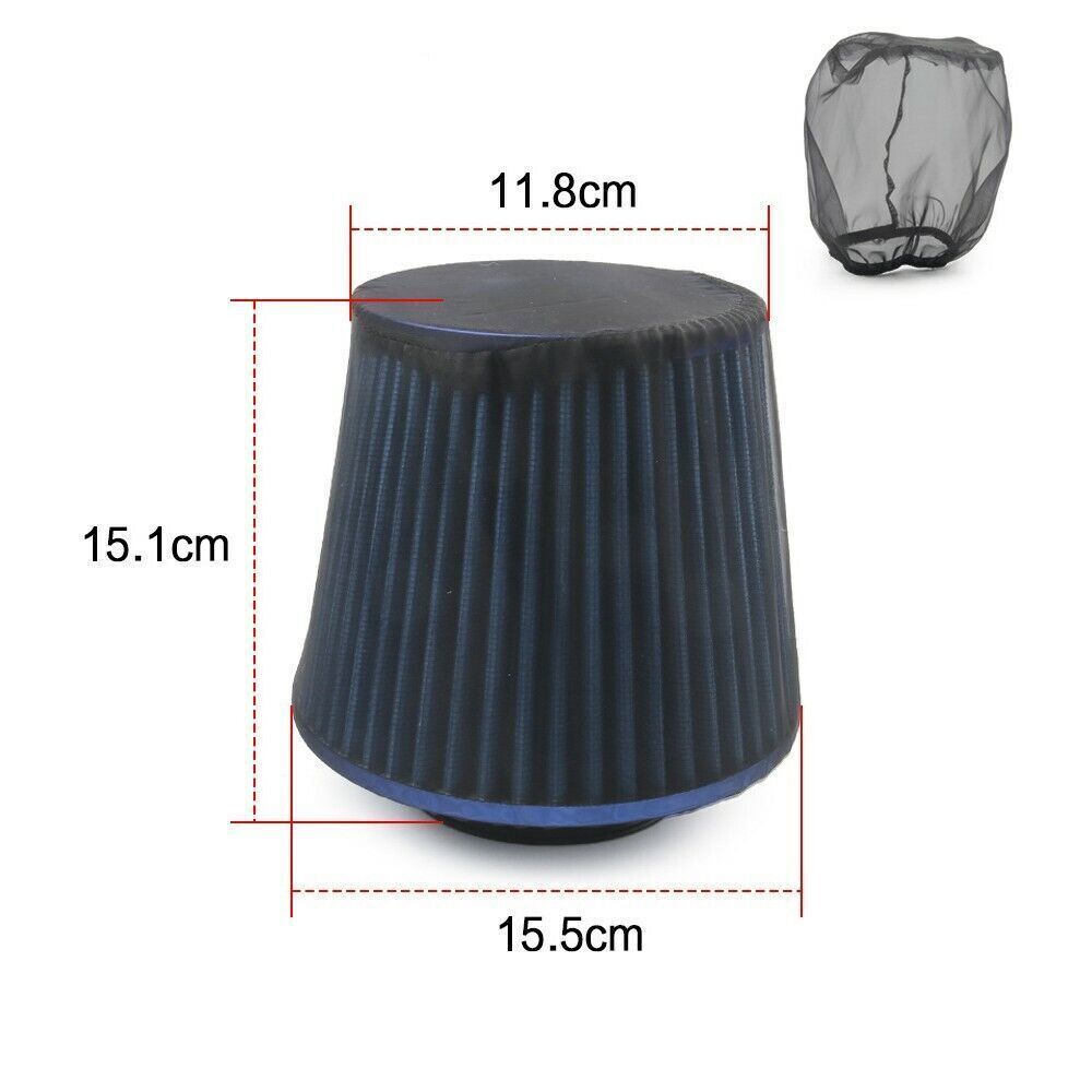 Black Universal Water Guard Cold Air Intake Pre-Filter Cone Filter Sock Cover