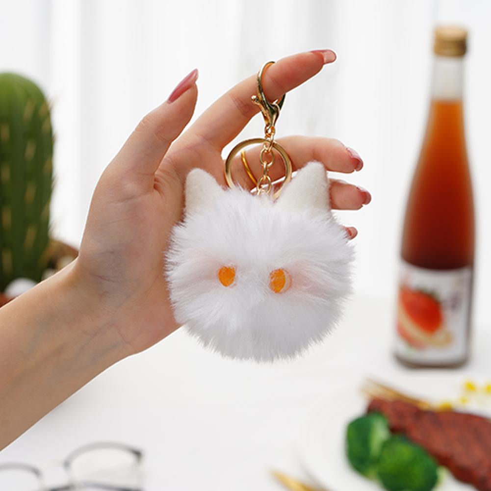 Plush Cat Keychain Kawaii Kitten Cartoon Keyring Ladies Girls Bag Pendant Black /White Hairball Keychain School Bag Key Chains