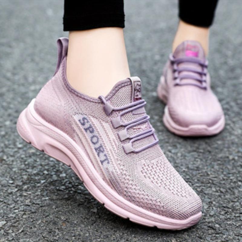 Damen Plus Size Strick-Mesh Freizeit-Sneaker, Leichte Atmungsaktive Sportschuhe