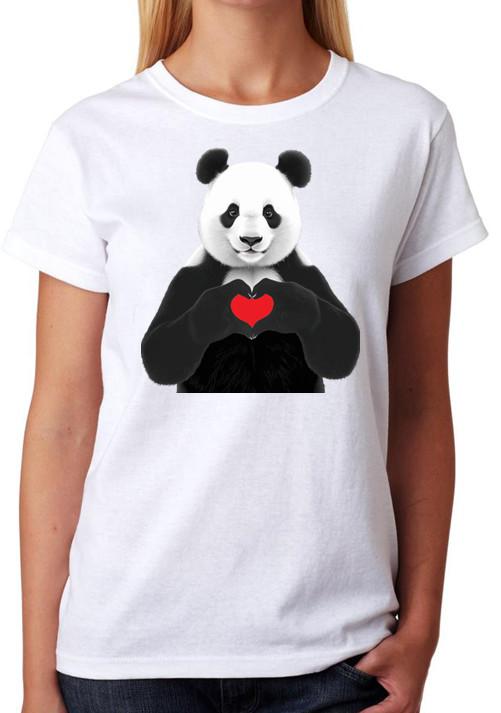 Panda Love Heart Ladies T-Shirt L