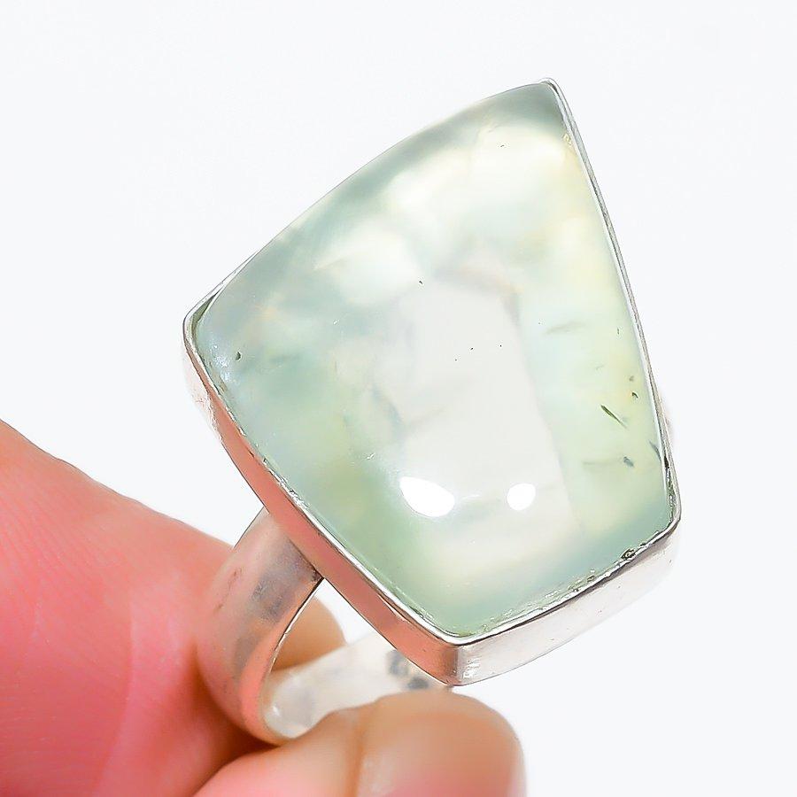 

Prehnite Gemstone 925 Sterling Silver Jewelry Ring Size 9 g3q27 9 зелёный