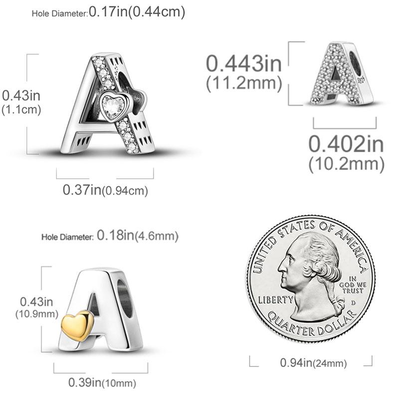 New 925 Silver Charm Beads 26 Letter Alphabet A-Z Charm Fit Original Charms Bracelet DIY Birthday Jewelry Gift Making