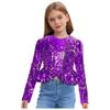 Mädchen Pailletten Strickjacke Oberteil Langarm Doppelreißverschluss Schößchen Design Cropped Jacke Geburtstagsparty Oberbekleidung