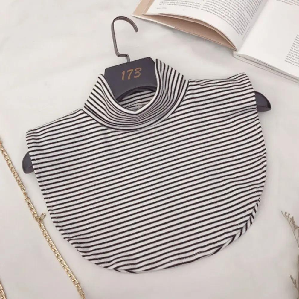 Fashion Women Turtleneck Knitted Detachable Fake Collar Autumn Winter Warm Windproof Scarf Ribbed Solid Color Wrap